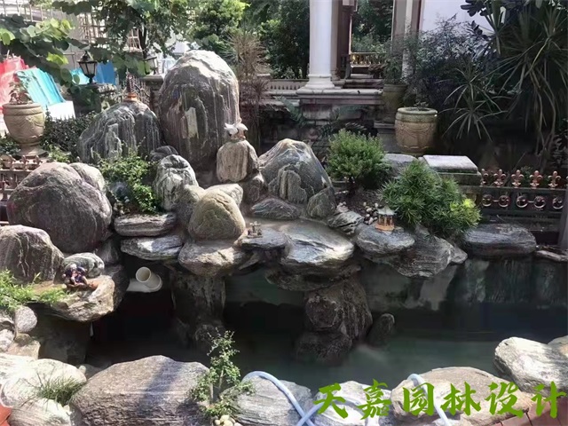 东平假山流水喷泉鱼池制作